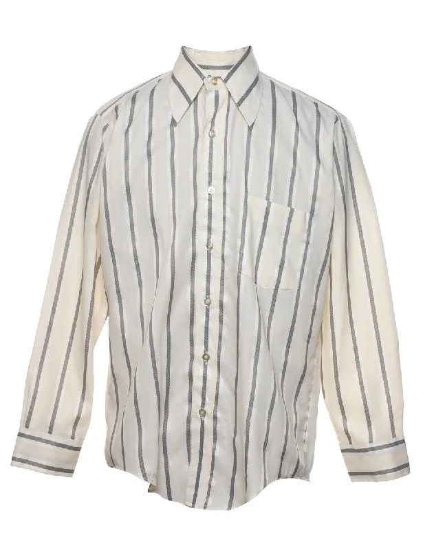 Easygoing Style Off White Striped Shirt - L