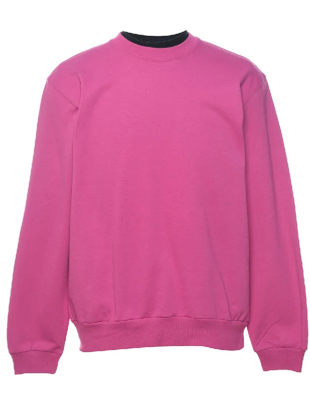 Simple Matching Pink Plain Sweatshirt - S