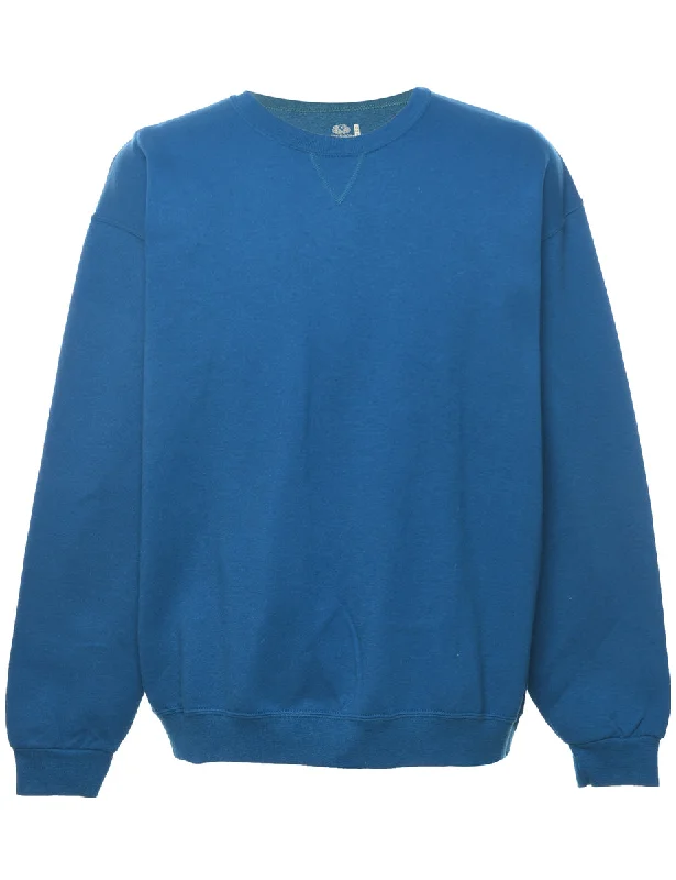 Fashion Wear Plain Blue Classic Sweatshirt - XL