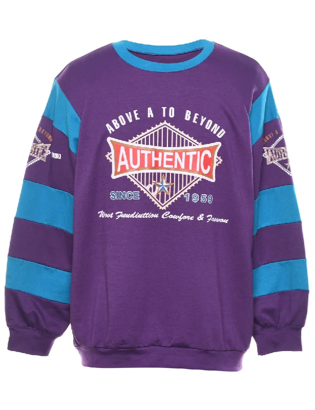 Relaxed Fashion Purple Printed Sweatshirt - S