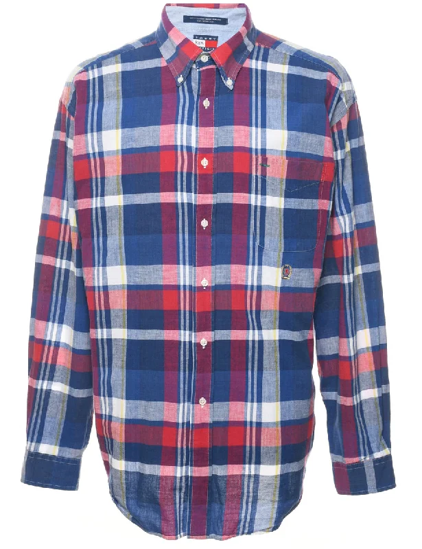 Elegant Dressing Red & Blue Tommy Hilfiger Checked Shirt - XL