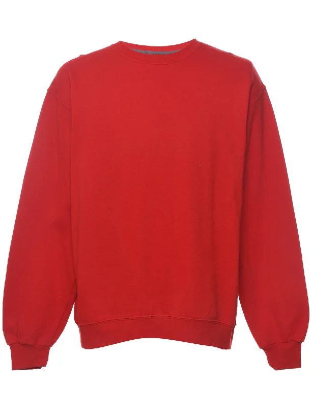 Easygoing Fashion Red Plain Sweatshirt - L