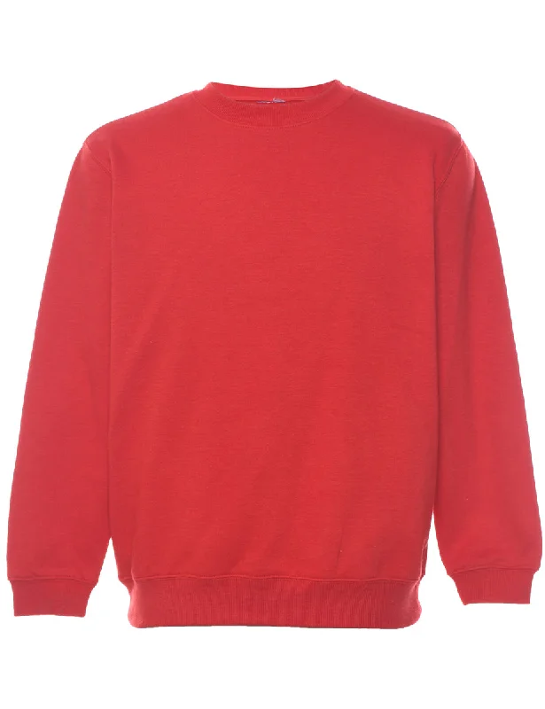 Elegant Casuals Red Plain Sweatshirt - M