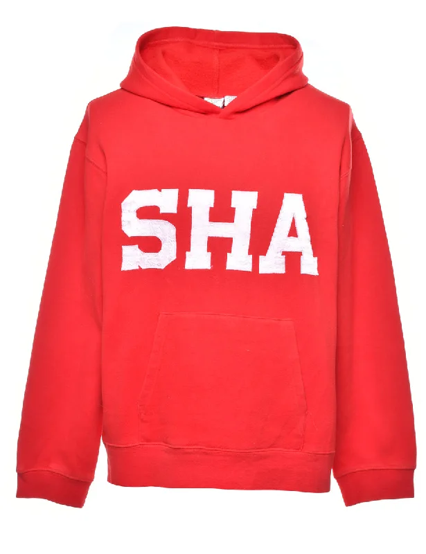Casual Style Red  SHA Cropped Hoodie - S