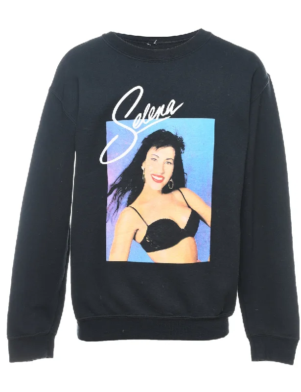 Chic Outfits Selena Black 1990s Printed Sweatshirt - S