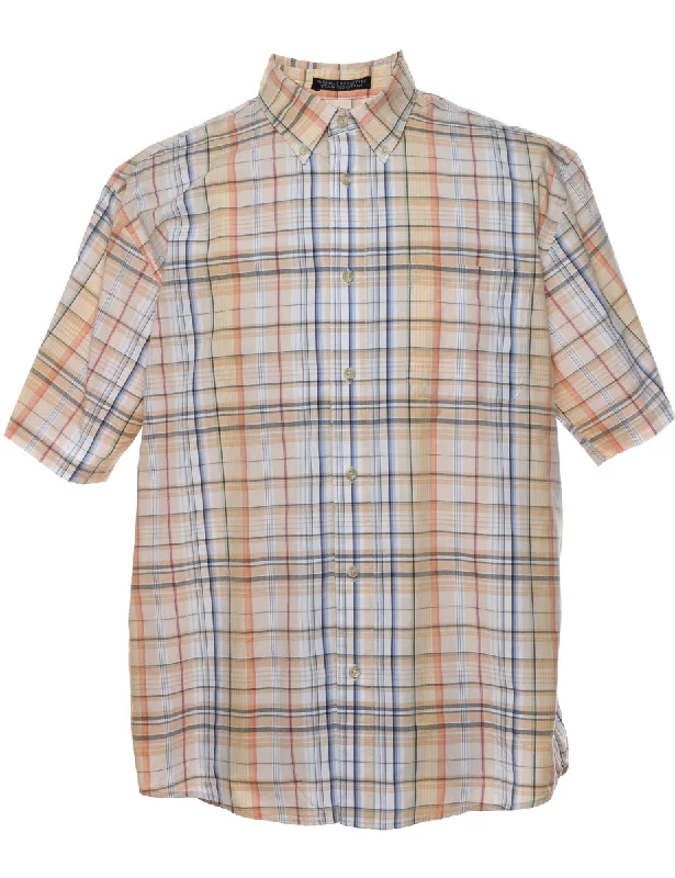 Relaxed Style Short Sleeve Checked Shirt - L