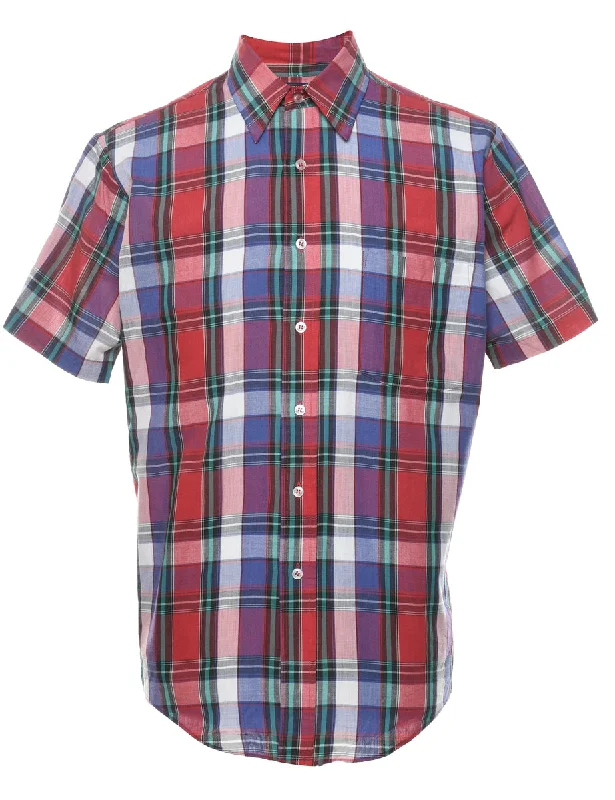 High-end Design Short Sleeve Checked Shirt - M
