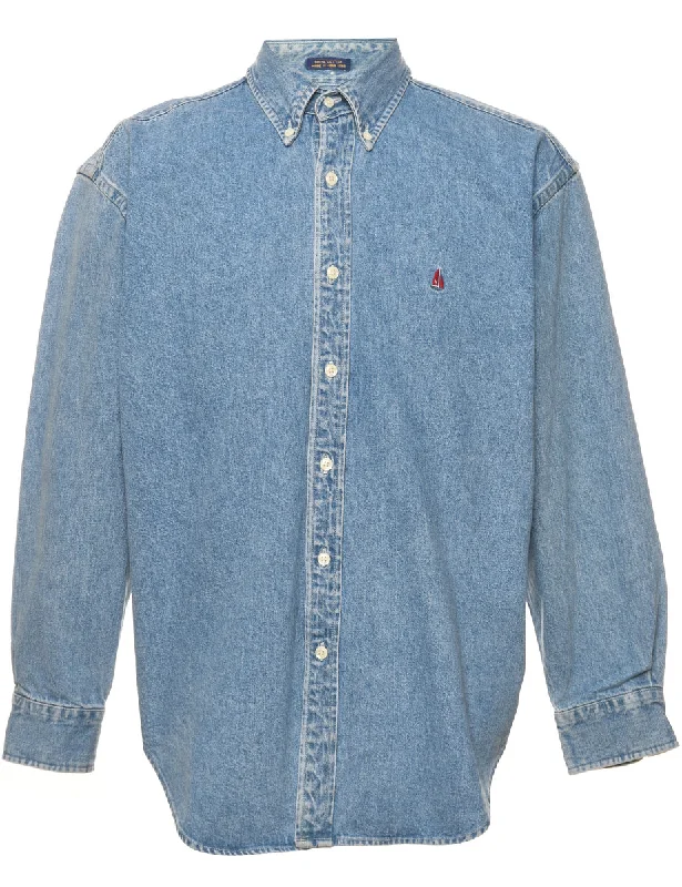 Elegant Design Stone Wash Denim Shirt - M