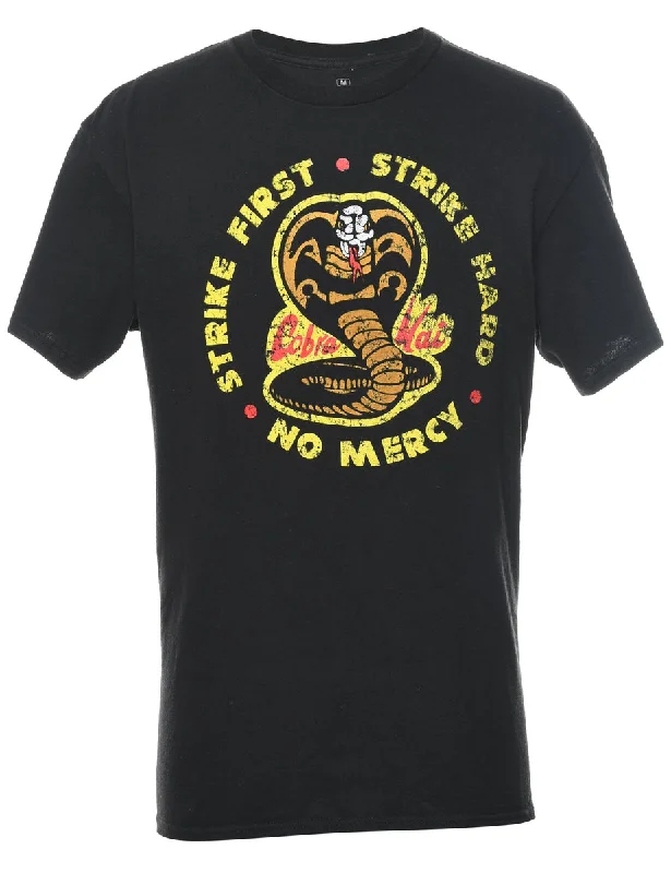 Windbreaker fashion Strike First Printed Black T-shirt - M