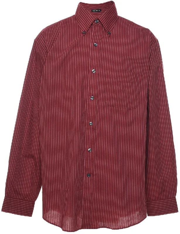 Effortless Elegance Striped Maroon Shirt - M