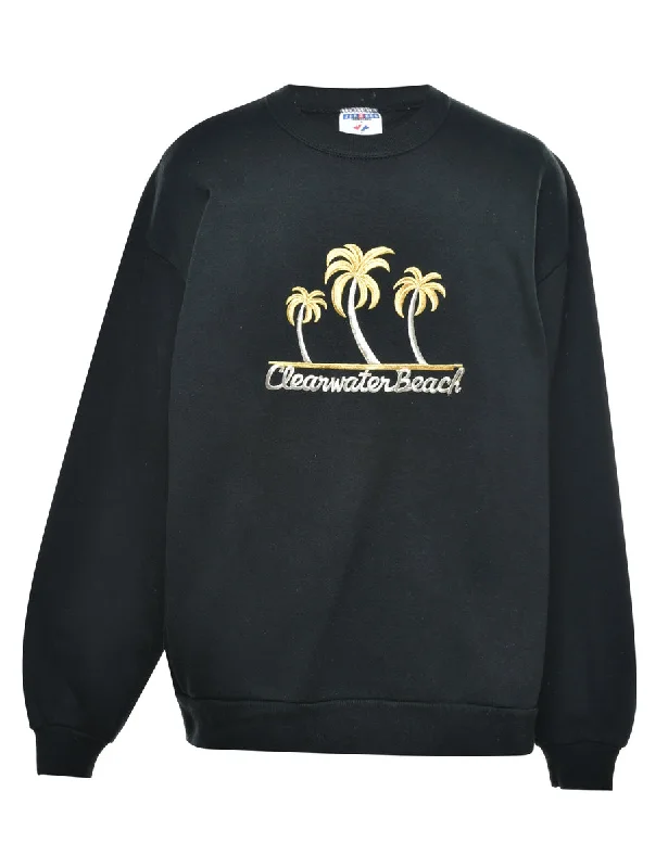 Cozy Street Style Tropical Embroidered Sweatshirt - L