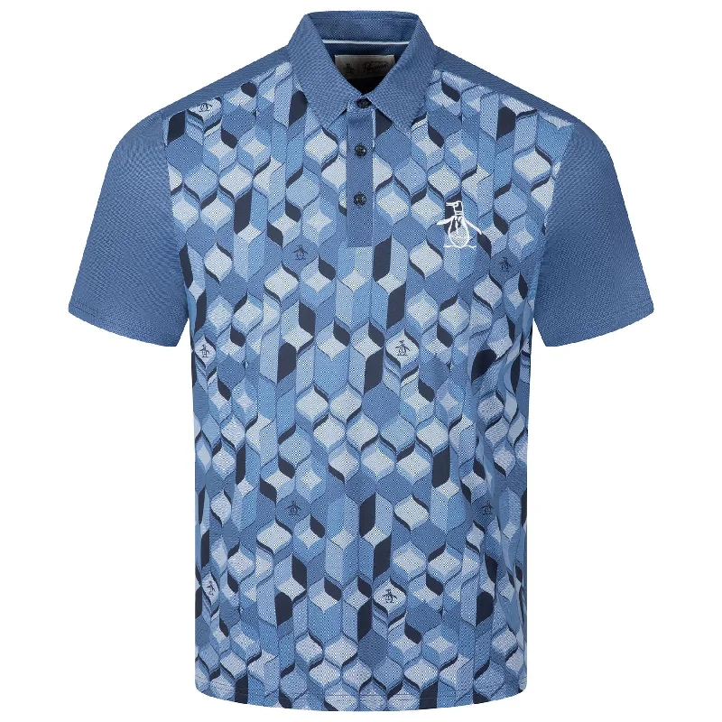 Elegant Tailoring 70's Oxford Block Golf Polo Black Iris - AW23