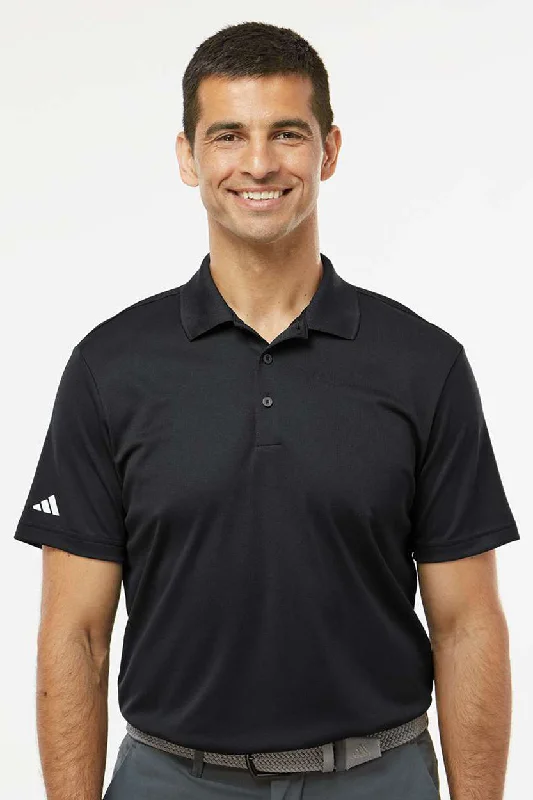 Light Layers Adidas Mens UV Protection Short Sleeve Polo Shirt - Black