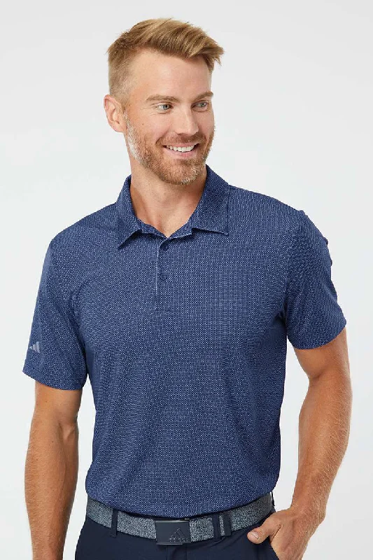 Lounge Chic Adidas Mens Diamond Dot Moisture Wicking Short Sleeve Polo Shirt - Navy Blue/White/Grey Lounge Chic Adidas Mens Diamond Dot Moisture Wicking Short Sleeve Polo Shirt - Navy Blue/White/Grey