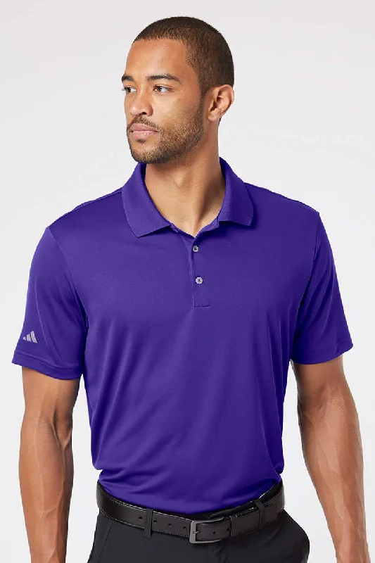 Stylish Wear Adidas Mens Performance UPF 50+ Short Sleeve Polo Shirt - Collegiate Purple Stylish Wear Adidas Mens Performance UPF 50+ Short Sleeve Polo Shirt - Collegiate Purple