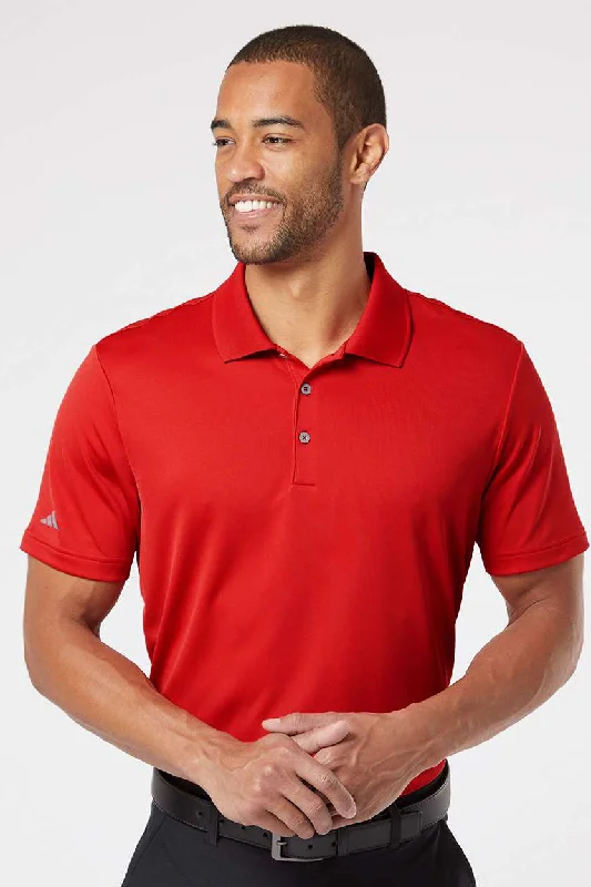 Advanced Customization Adidas Mens Performance UPF 50+ Short Sleeve Polo Shirt - Collegiate Red