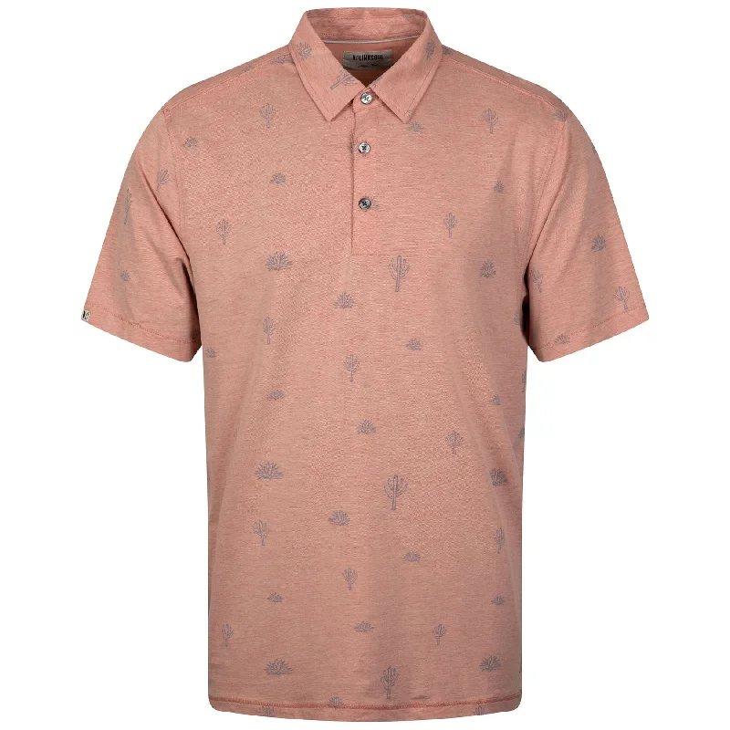 Comfortable Lounge Wear Astoria Cactus Print Polo Light Coral Oak - SS24