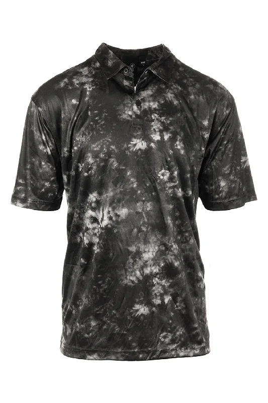 Elegant Series Burnside Mens Burn Moisture Wicking Short Sleeve Polo Shirt - Black Tie Dye Elegant Series Burnside Mens Burn Moisture Wicking Short Sleeve Polo Shirt - Black Tie Dye