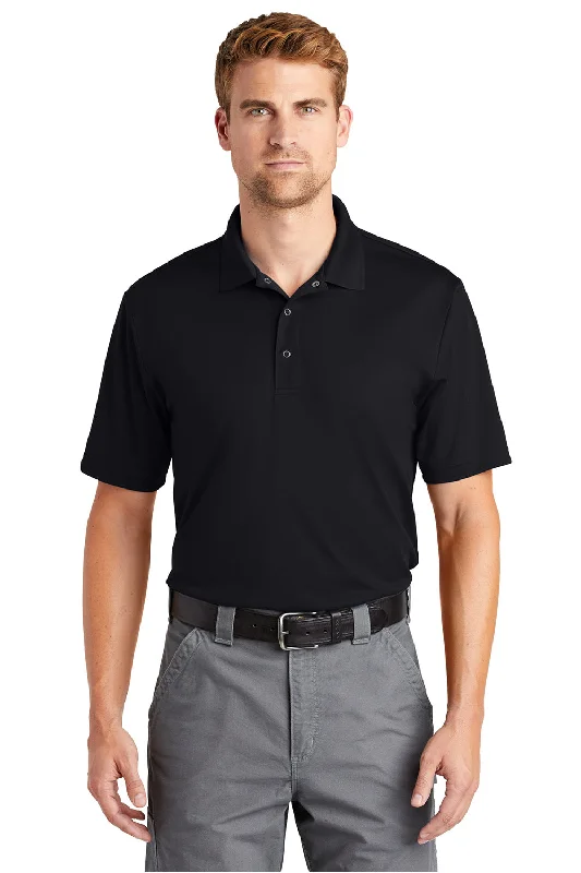 Slightly Flared Design CornerStone Mens Gripper Moisture Wicking Short Sleeve Polo Shirt - Black Slightly Flared Design CornerStone Mens Gripper Moisture Wicking Short Sleeve Polo Shirt - Black