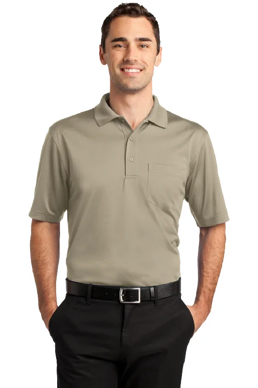 Effortless Elegance CornerStone Mens Select Moisture Wicking Short Sleeve Polo Shirt w/ Pocket - Tan - Closeout Effortless Elegance CornerStone Mens Select Moisture Wicking Short Sleeve Polo Shirt w/ Pocket - Tan - Closeout