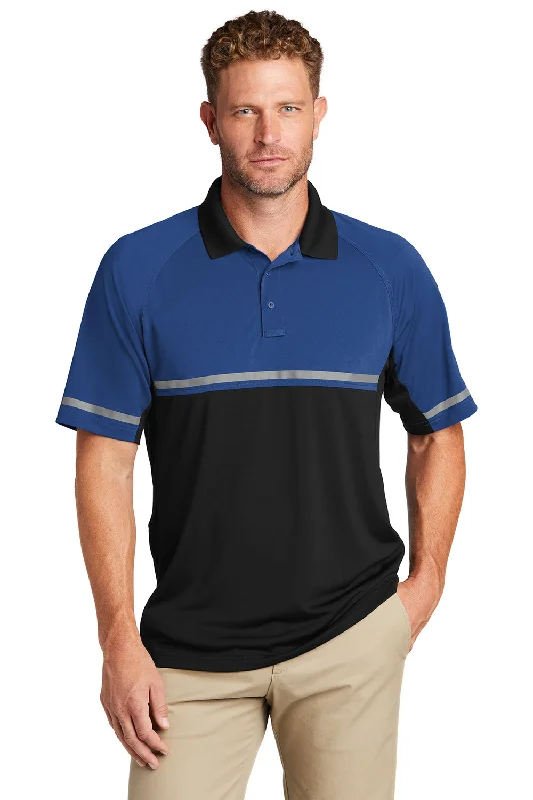 Comfy Dress CornerStone Mens Enhanced Visibility Moisture Wicking Short Sleeve Polo Shirt - Royal Blue/Black