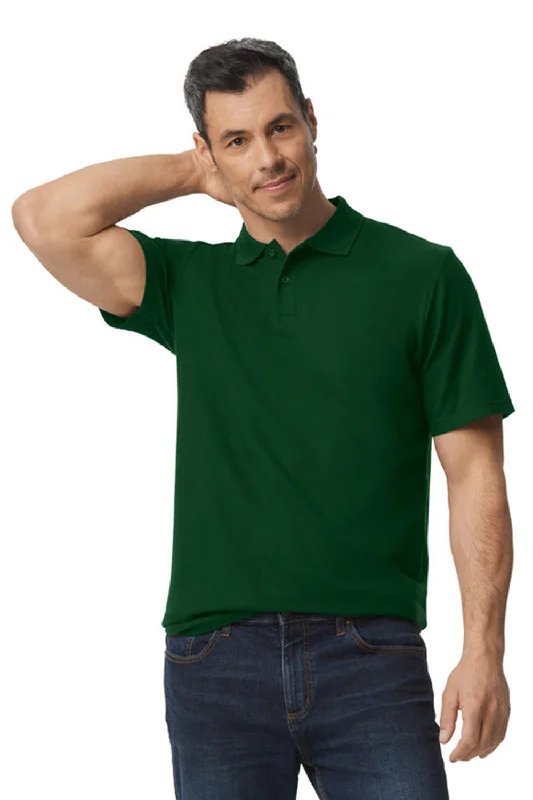Relaxed Looks Gildan Mens SoftStyle Double Pique Short Sleeve Polo Shirt - Forest Green Relaxed Looks Gildan Mens SoftStyle Double Pique Short Sleeve Polo Shirt - Forest Green