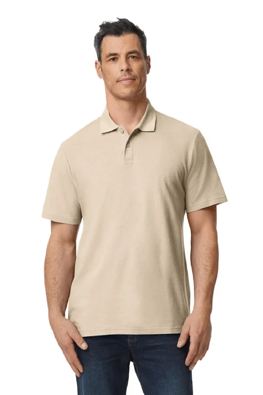 Chic Outfits Gildan Mens SoftStyle Double Pique Short Sleeve Polo Shirt - Sand