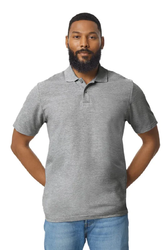 Street Cool Gildan Mens SoftStyle Double Pique Short Sleeve Polo Shirt - Sport Grey