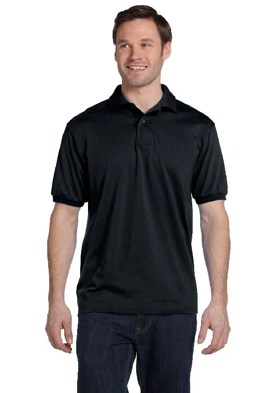 Youthful Style Hanes Mens EcoSmart Short Sleeve Polo Shirt - Black