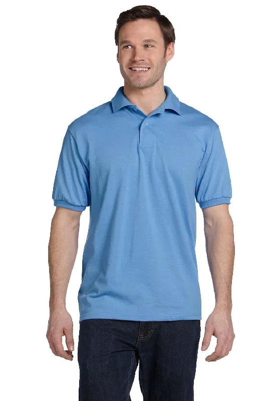 Relaxed Fashion Hanes Mens EcoSmart Short Sleeve Polo Shirt - Carolina Blue