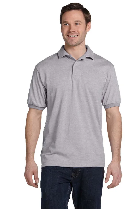Cozy Fitting Hanes Mens EcoSmart Short Sleeve Polo Shirt - Light Steel Grey