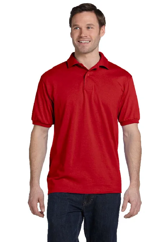 Effortless Comfort Hanes Mens EcoSmart Short Sleeve Polo Shirt - Deep Red