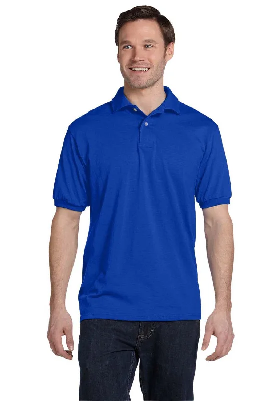 Fresh And Elegant Hanes Mens EcoSmart Short Sleeve Polo Shirt - Deep Royal Blue
