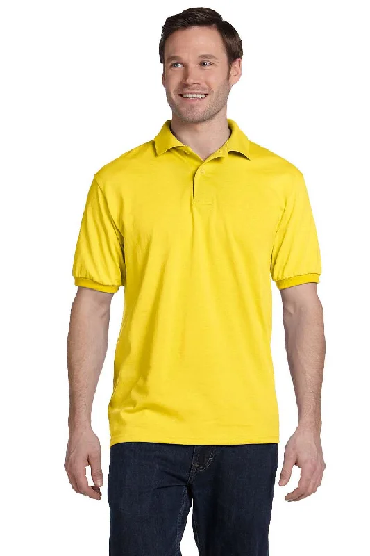 Fashion Comfort Hanes Mens EcoSmart Short Sleeve Polo Shirt - Yellow