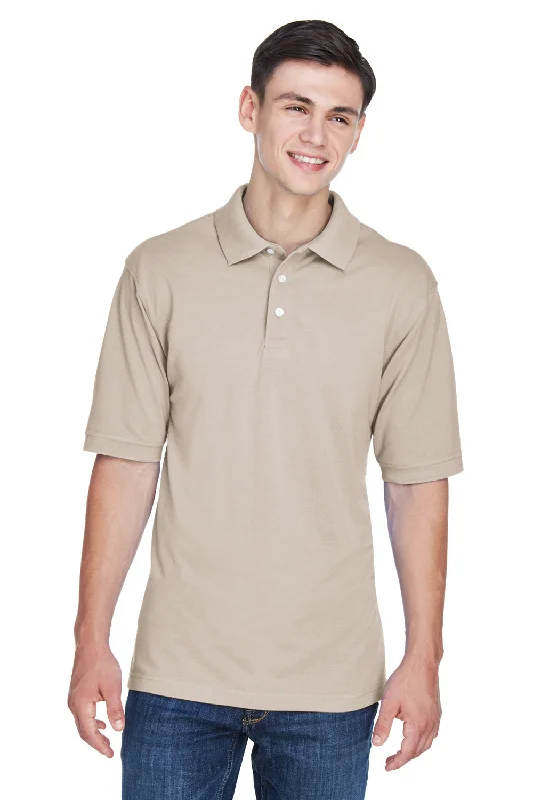 Warm Winter Series Harriton Mens Easy Blend Wrinkle Resistant Short Sleeve Polo Shirt - Stone Warm Winter Series Harriton Mens Easy Blend Wrinkle Resistant Short Sleeve Polo Shirt - Stone