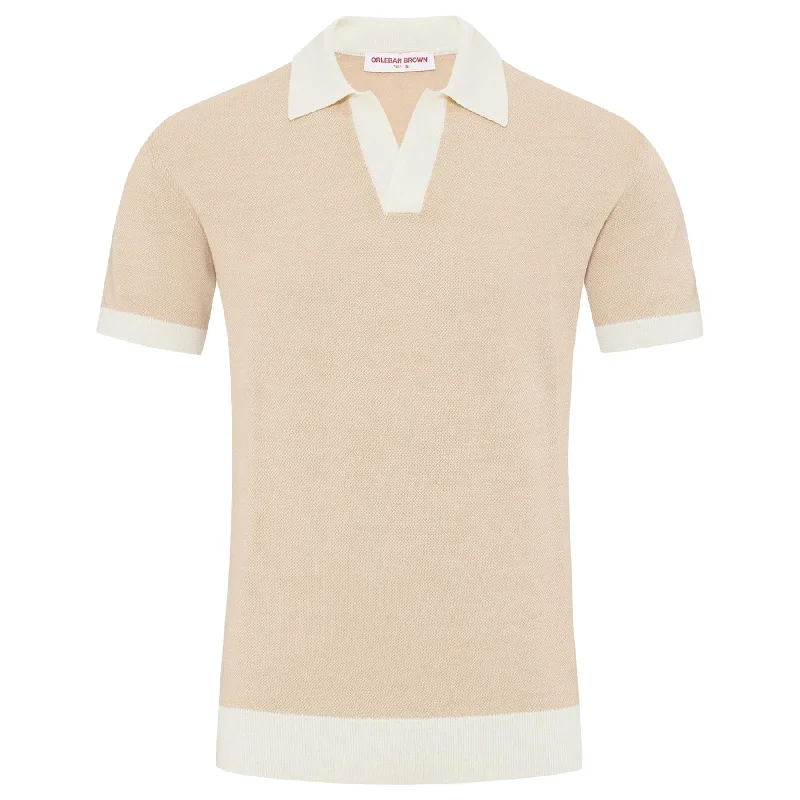 Preview New Products Horton Contrast Polo White Sand/Biscuit - 2024