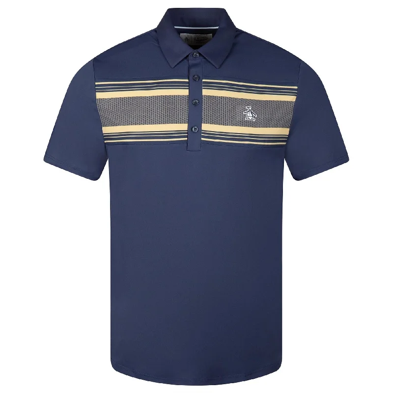 Simple Solid Color Jack's Heritage Stripe Golf Polo Black Iris - AW23