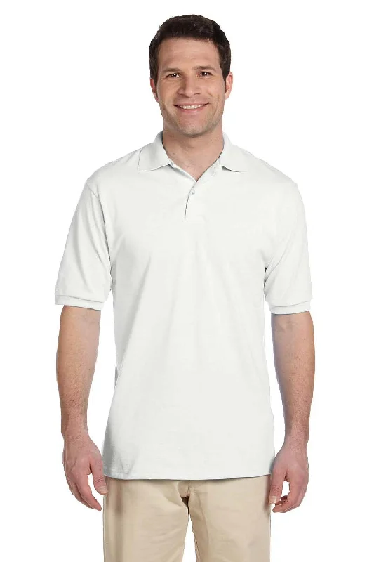 Elegant Dressing Jerzees Mens SpotShield Stain Resistant Short Sleeve Polo Shirt - White