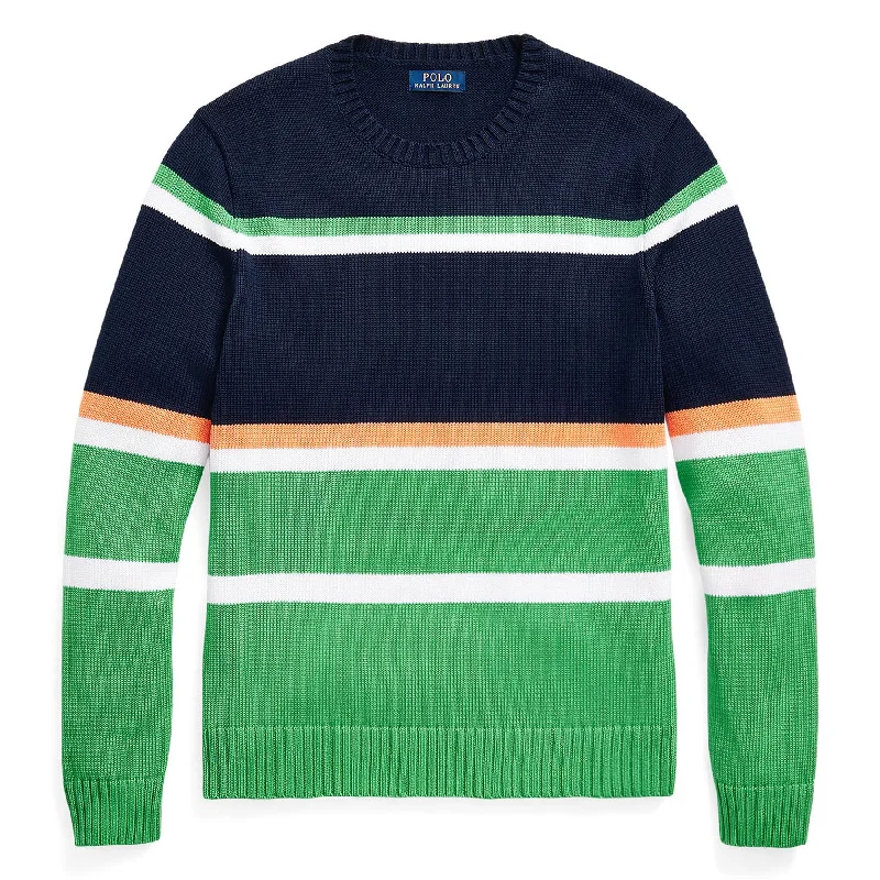 Cozy Lounge Wear LS Knit Crewneck Sweater Multi Stripe - AW23