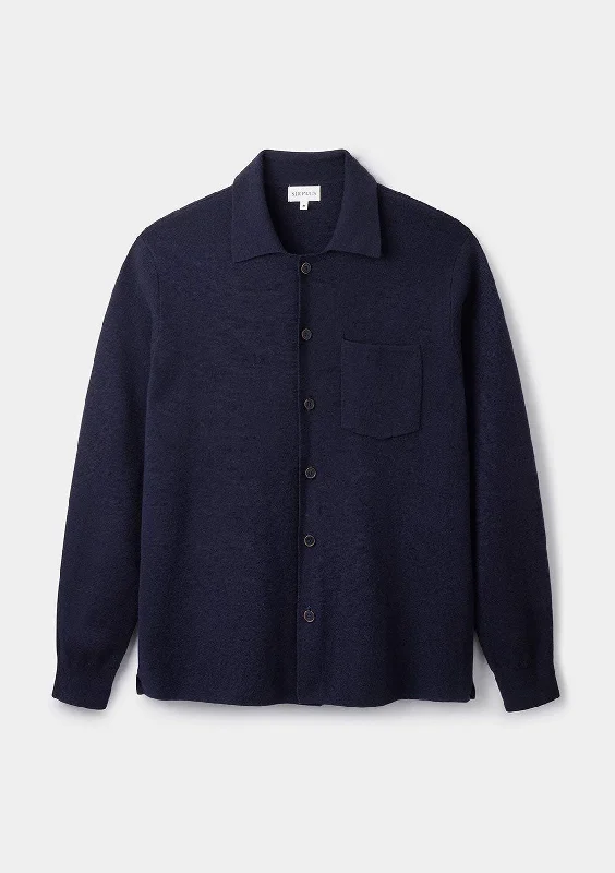 Autumn Selection Navy Merino Knit Polo Shirt