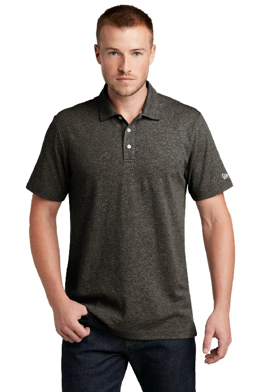 Casual Wear New Era Mens Slub Twist Short Sleeve Polo Shirt - Black Twist