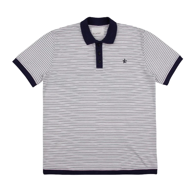 Double-sided Wear Play Well Polo Off White/Dark Navy Pin Stripe - 2024