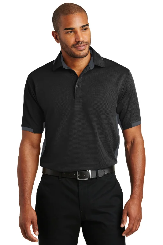 Simple Chic Port Authority Mens Dry Zone Moisture Wicking Short Sleeve Polo Shirt - Black/Iron Grey Simple Chic Port Authority Mens Dry Zone Moisture Wicking Short Sleeve Polo Shirt - Black/Iron Grey
