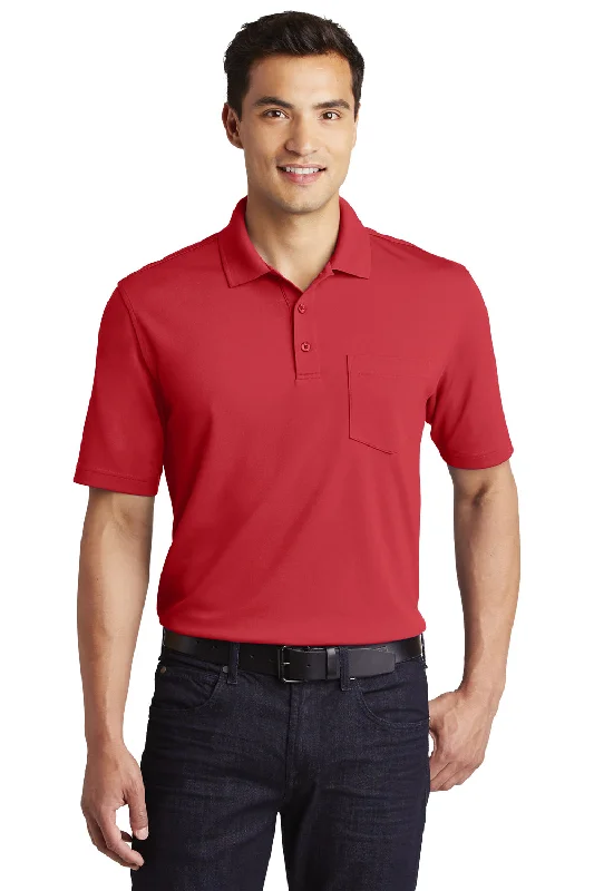 Soft Wear Port Authority Mens Dry Zone Moisture Wicking Short Sleeve Polo Shirt w/ Pocket - Rich Red Soft Wear Port Authority Mens Dry Zone Moisture Wicking Short Sleeve Polo Shirt w/ Pocket - Rich Red