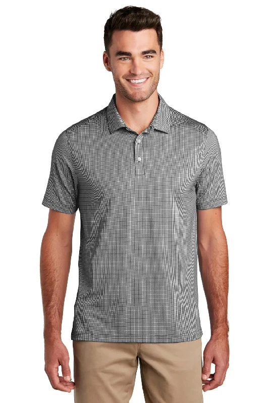 Basic Version Port Authority Mens Gingham Moisture Wicking Short Sleeve Polo Shirt - Black/White Basic Version Port Authority Mens Gingham Moisture Wicking Short Sleeve Polo Shirt - Black/White