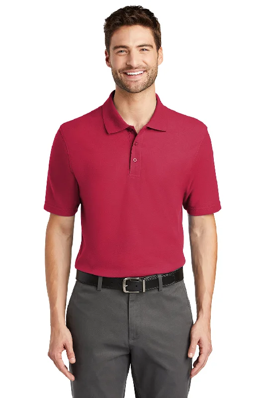 Slim Fit Port Authority Mens Moisture Wicking Short Sleeve Polo Shirt - Red