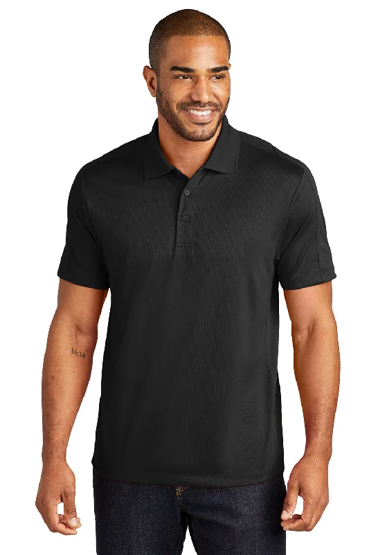 Soft Knitwear Port Authority Mens Moisture Wicking Short Sleeve Polo Shirt - Black