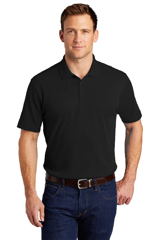 Relaxed Wear Port Authority Mens Silk Touch Performance Moisture Wicking Short Sleeve Polo Shirt - Black