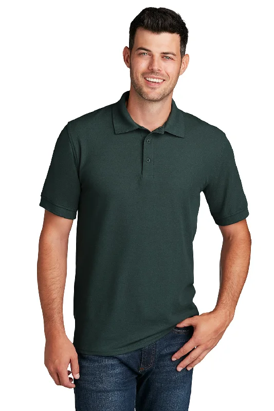 Relaxed Tops Port & Company Mens Core Stain Resistant Short Sleeve Polo Shirt - Dark Green Relaxed Tops Port & Company Mens Core Stain Resistant Short Sleeve Polo Shirt - Dark Green