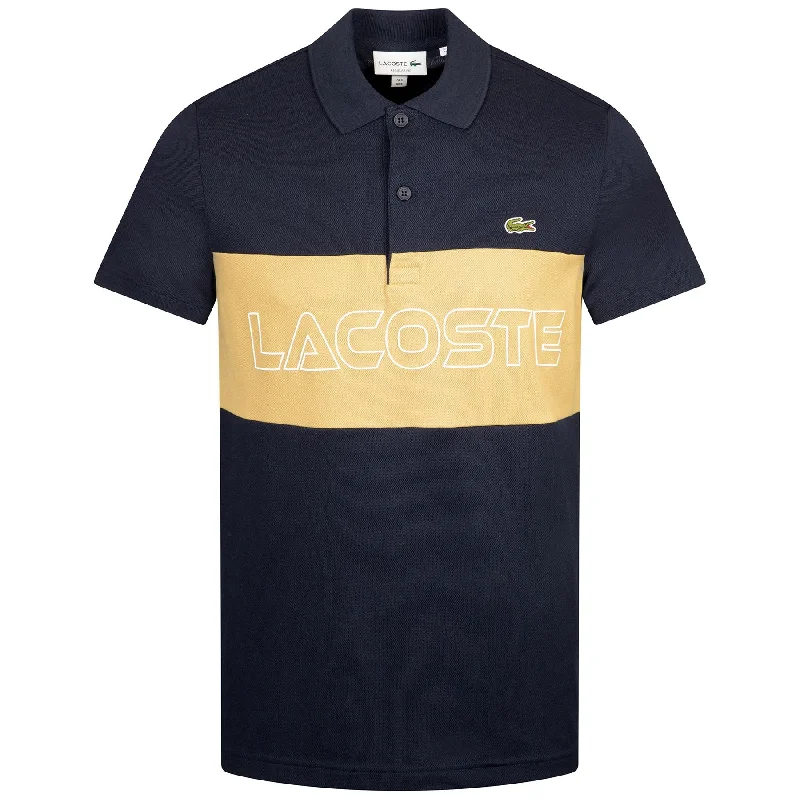 Cozy Fit Regular Fit Stretch Pique Colorblock Polo Navy Blue/Beige - SS24